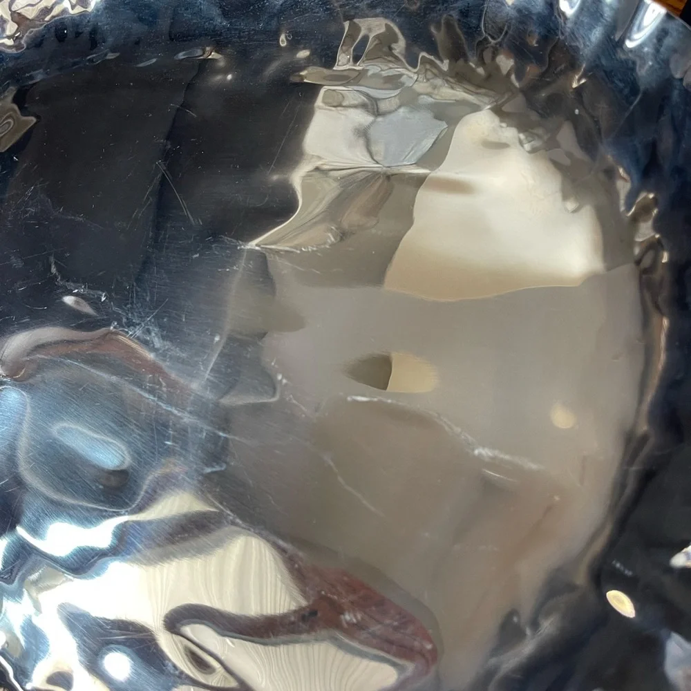Crate & Barrel Stainless Steel Hammered Oval Serving Tray Platter